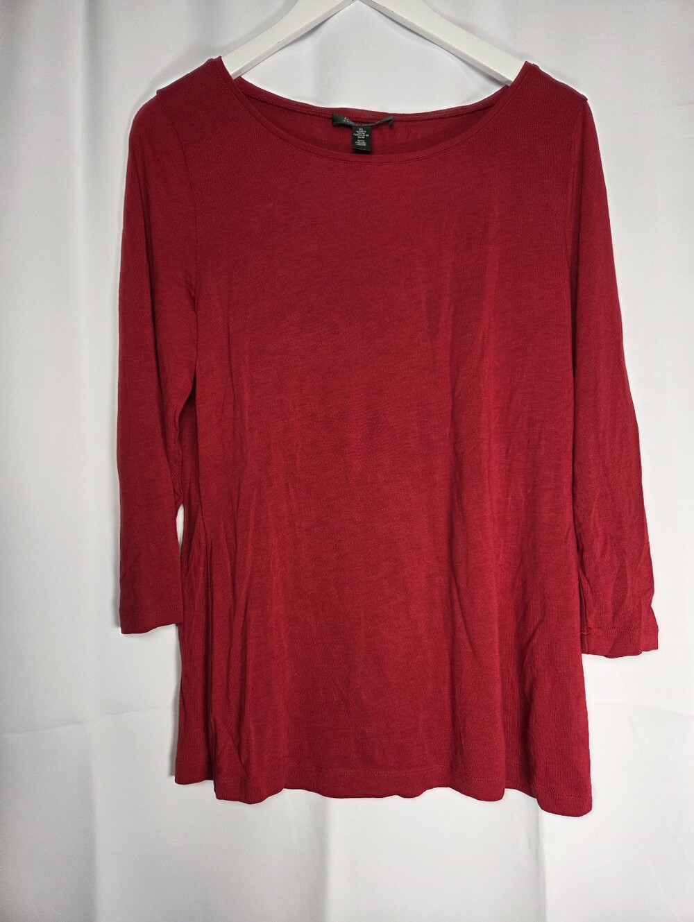 Lauren Ralph Lauren Stretch Red 3/4 Sleeve Scoop Neck T Shirt Women's XL